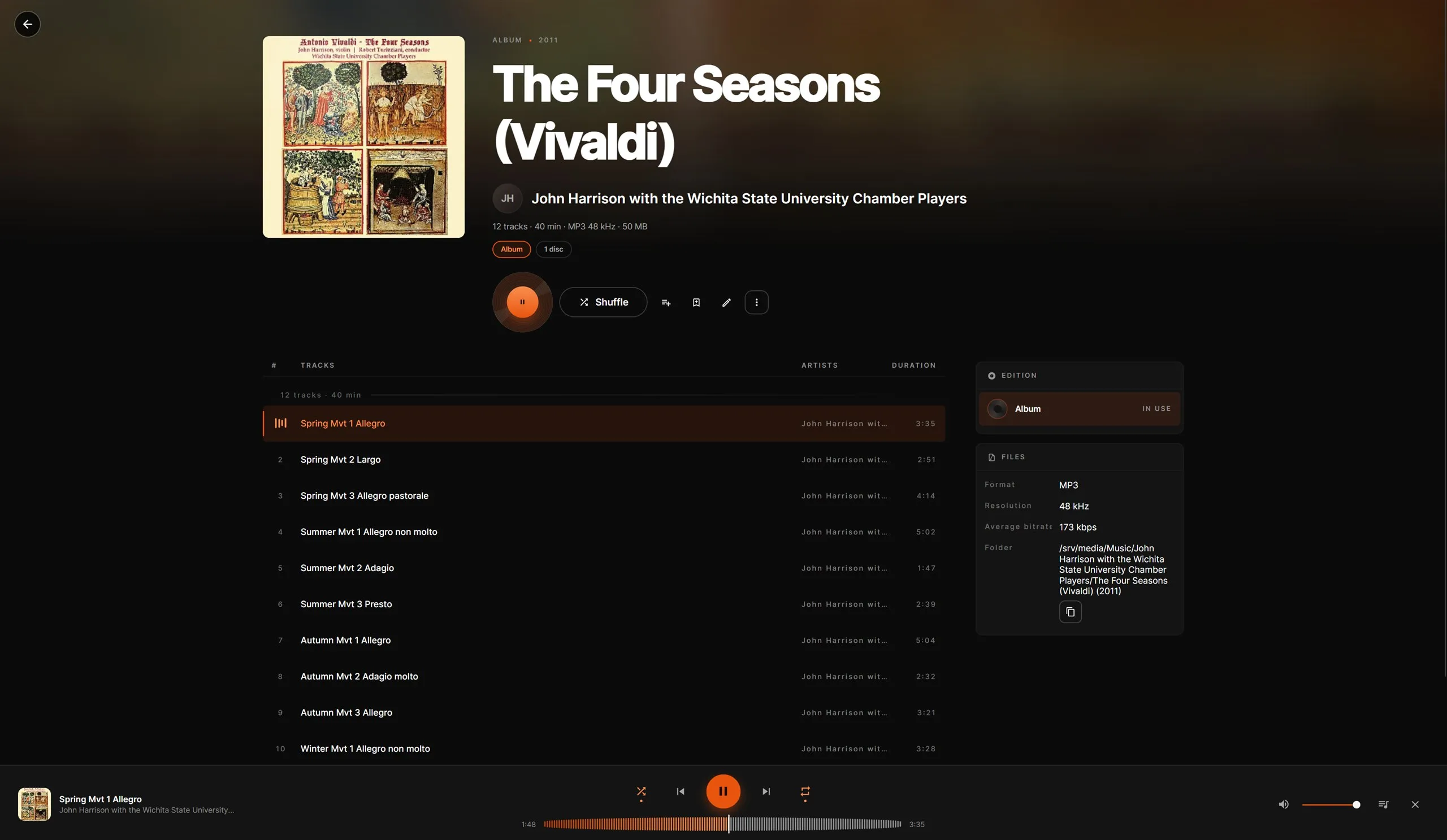 An album playing