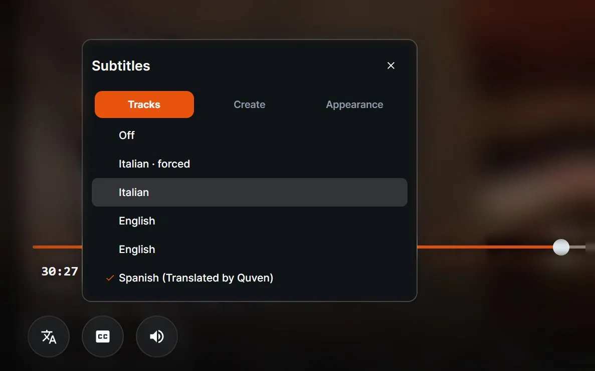 The subtitle tracks with the Spanish one translated by Quven